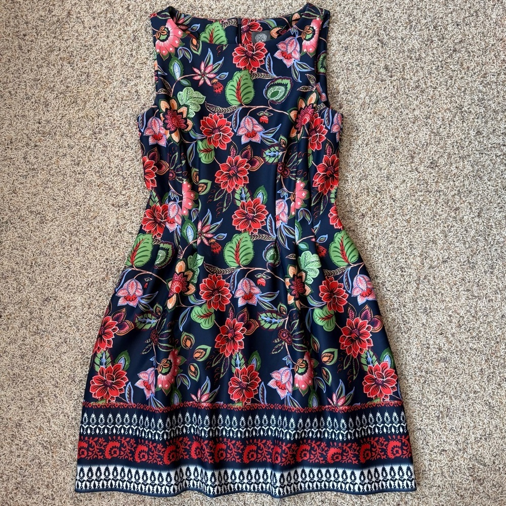 Vince Camuto Floral Sleeveless Scuba Fit & Flare Dress, Size 10 - Picture 17 of 17